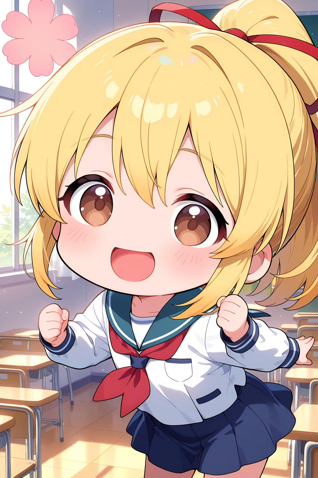 アップでガッツなちび金ポニテちゃん
