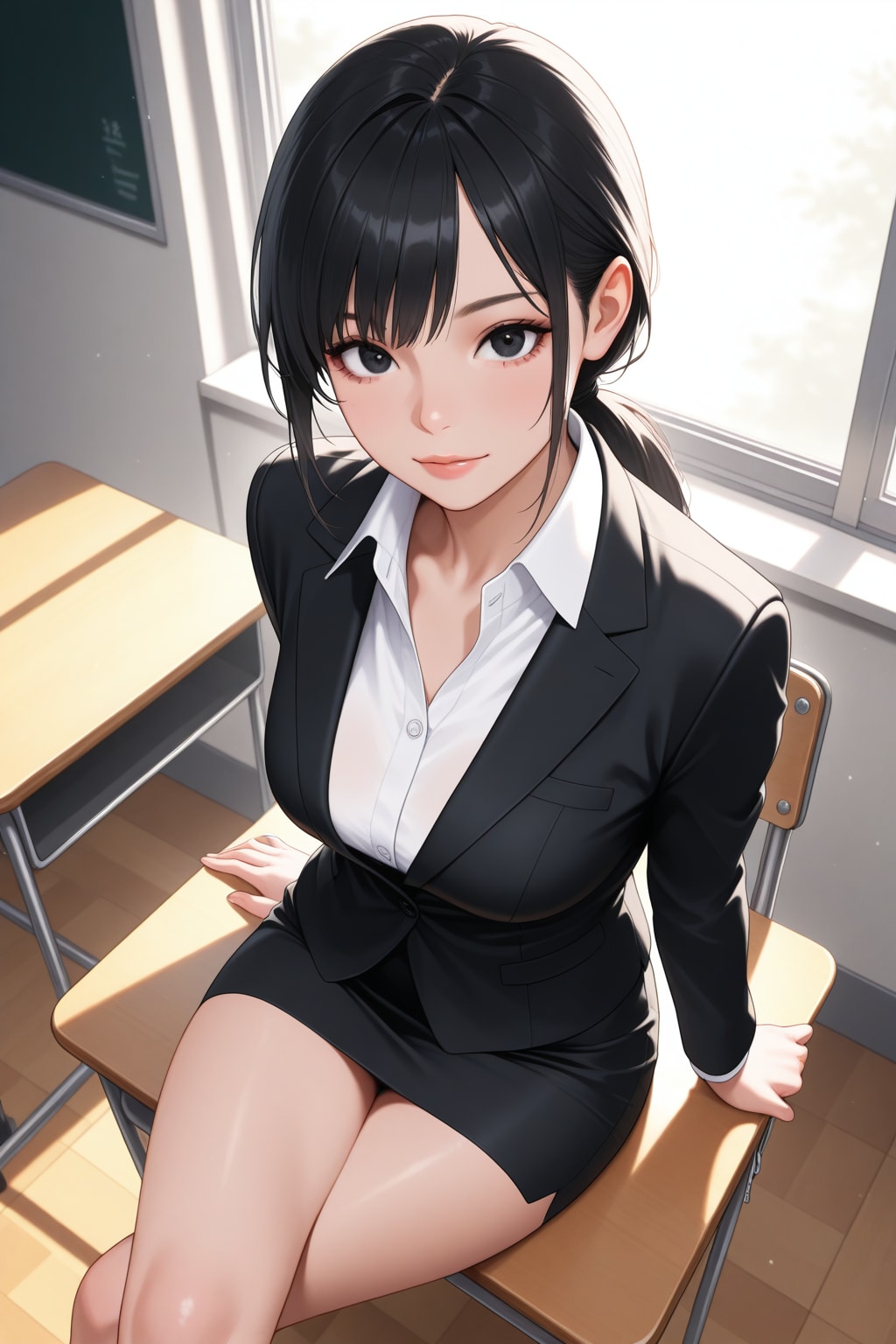 唇がセクシーな新人教師さん♥　宿題忘れちゃったの？　もう。　ダメな子♥