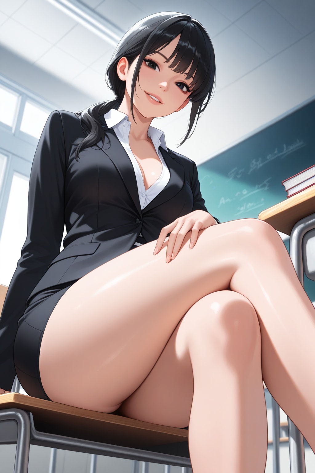 唇がセクシーな新人教師さん♥　宿題忘れちゃったの？　もう。　ダメな子♥