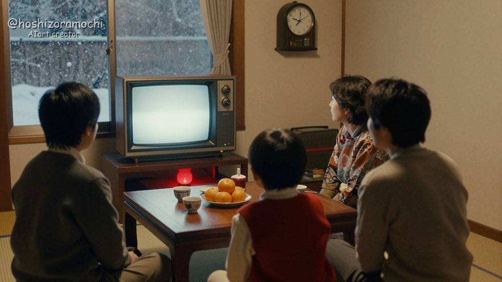 紅白歌合戦を映すブラウン管