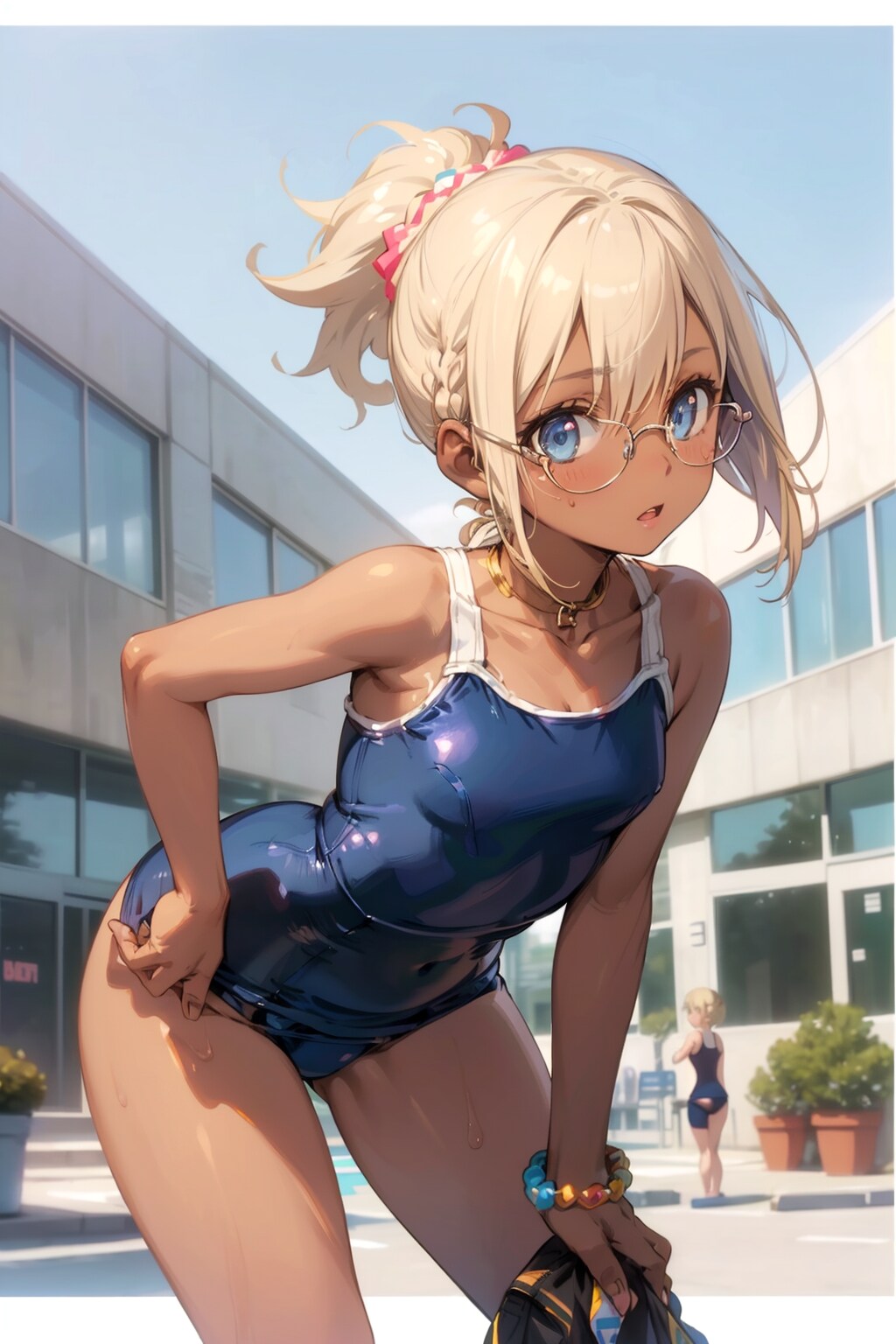 スク水の眼鏡っ娘