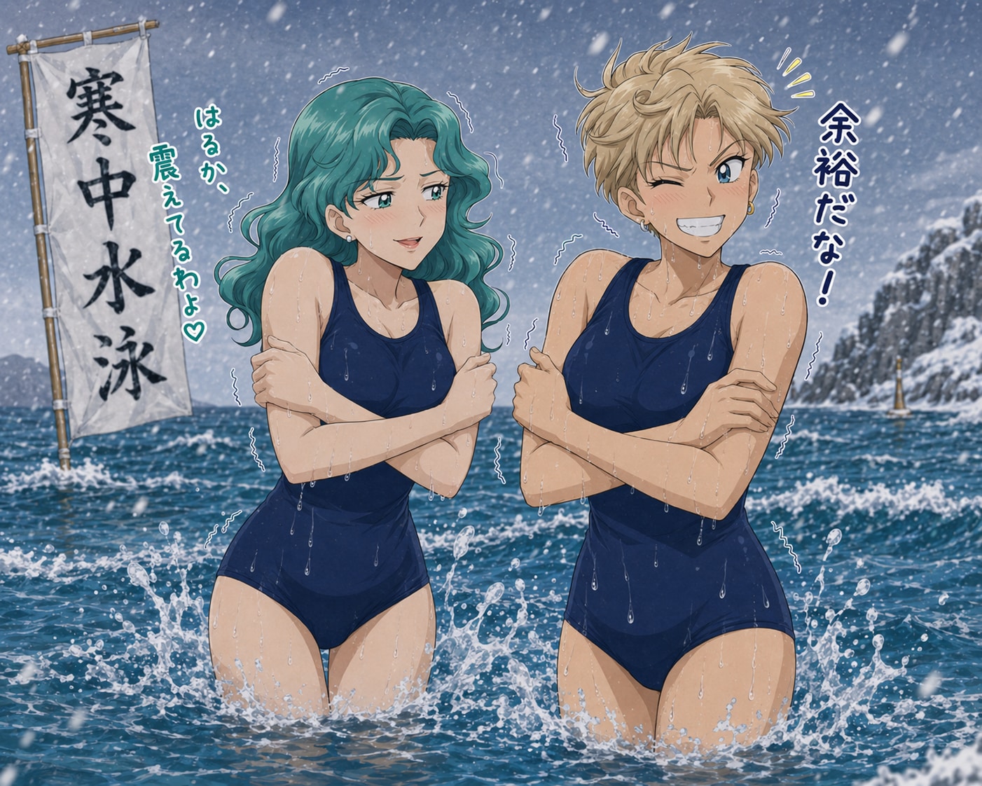 スク水寒中水泳７