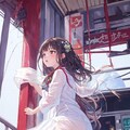 電車ホームのアオザイ娘 8枚目