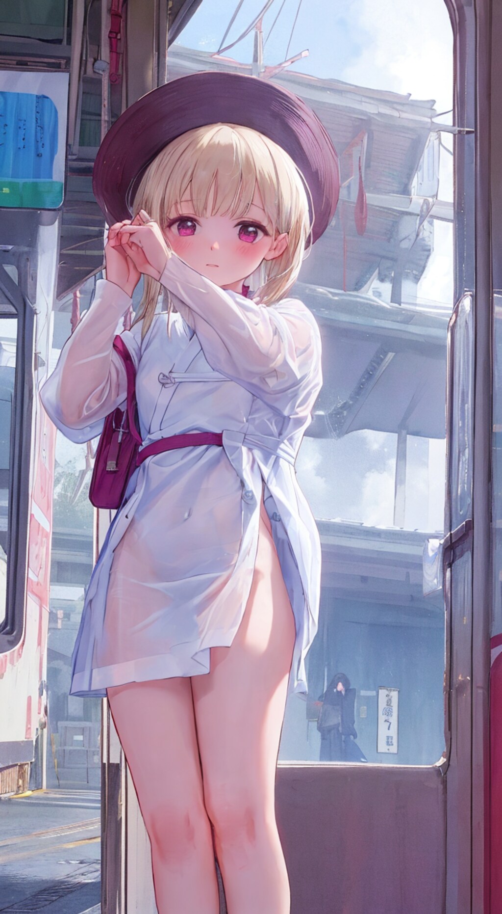 電車ホームのアオザイ娘