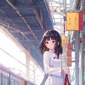電車ホームのアオザイ娘 4枚目