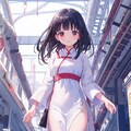 電車ホームのアオザイ娘 3枚目