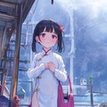 電車ホームのアオザイ娘 2枚目