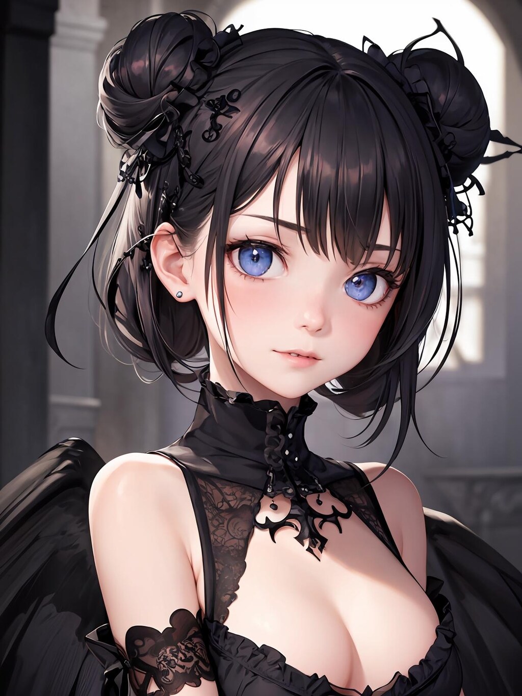 黒いお団子ガール