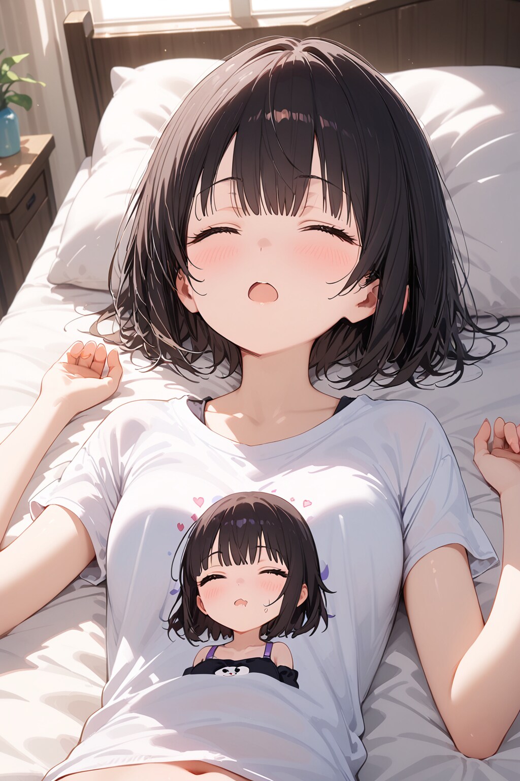 似顔絵シャツでお昼寝