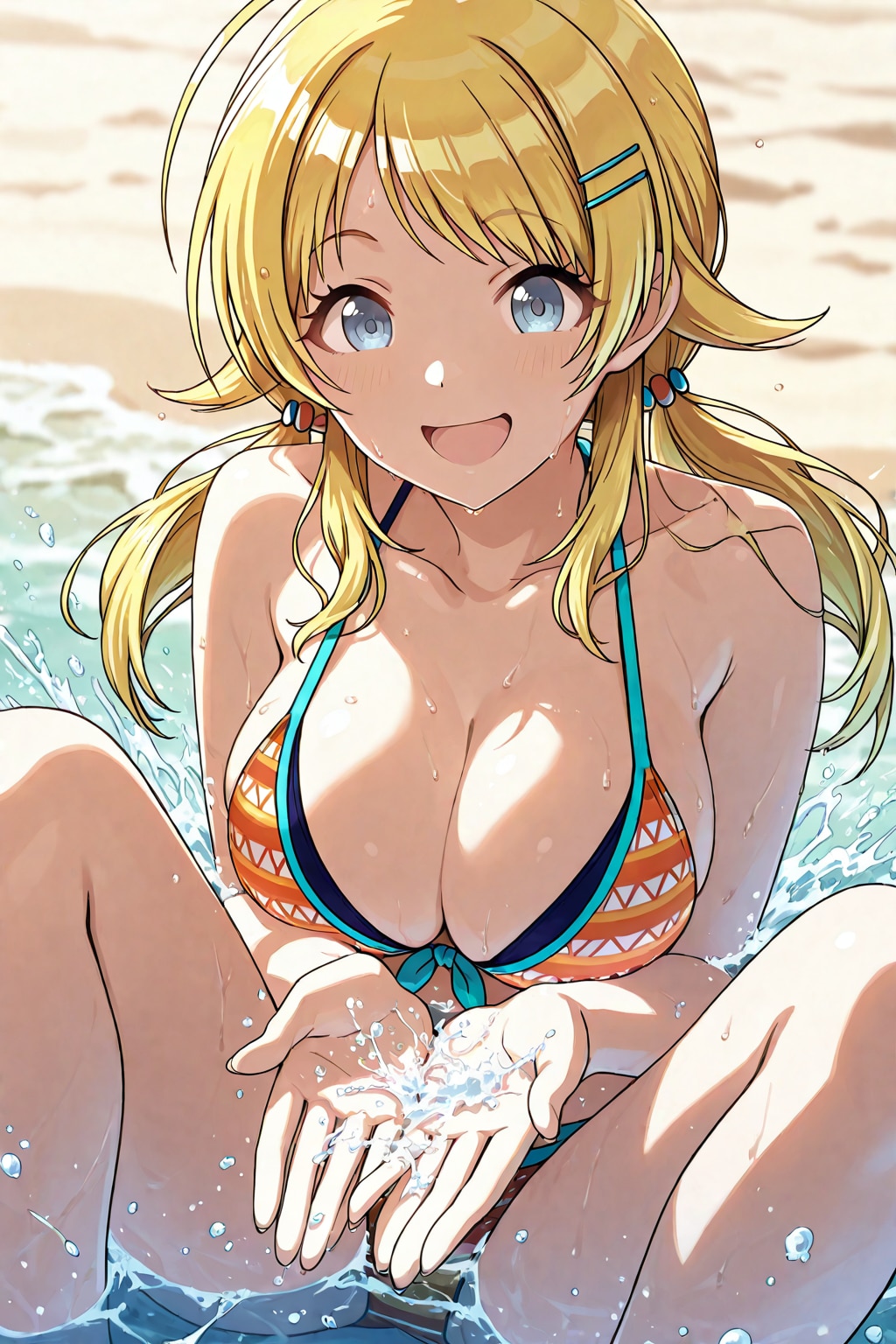 海で無邪気に遊ぶ八宮めぐる👙🏖️❤️