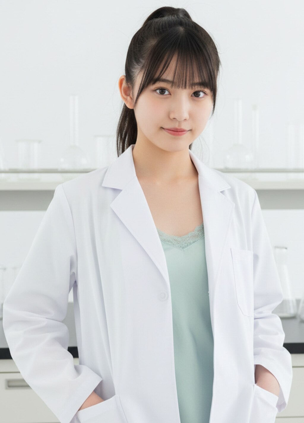 黒髪ポニテで白衣の美女８