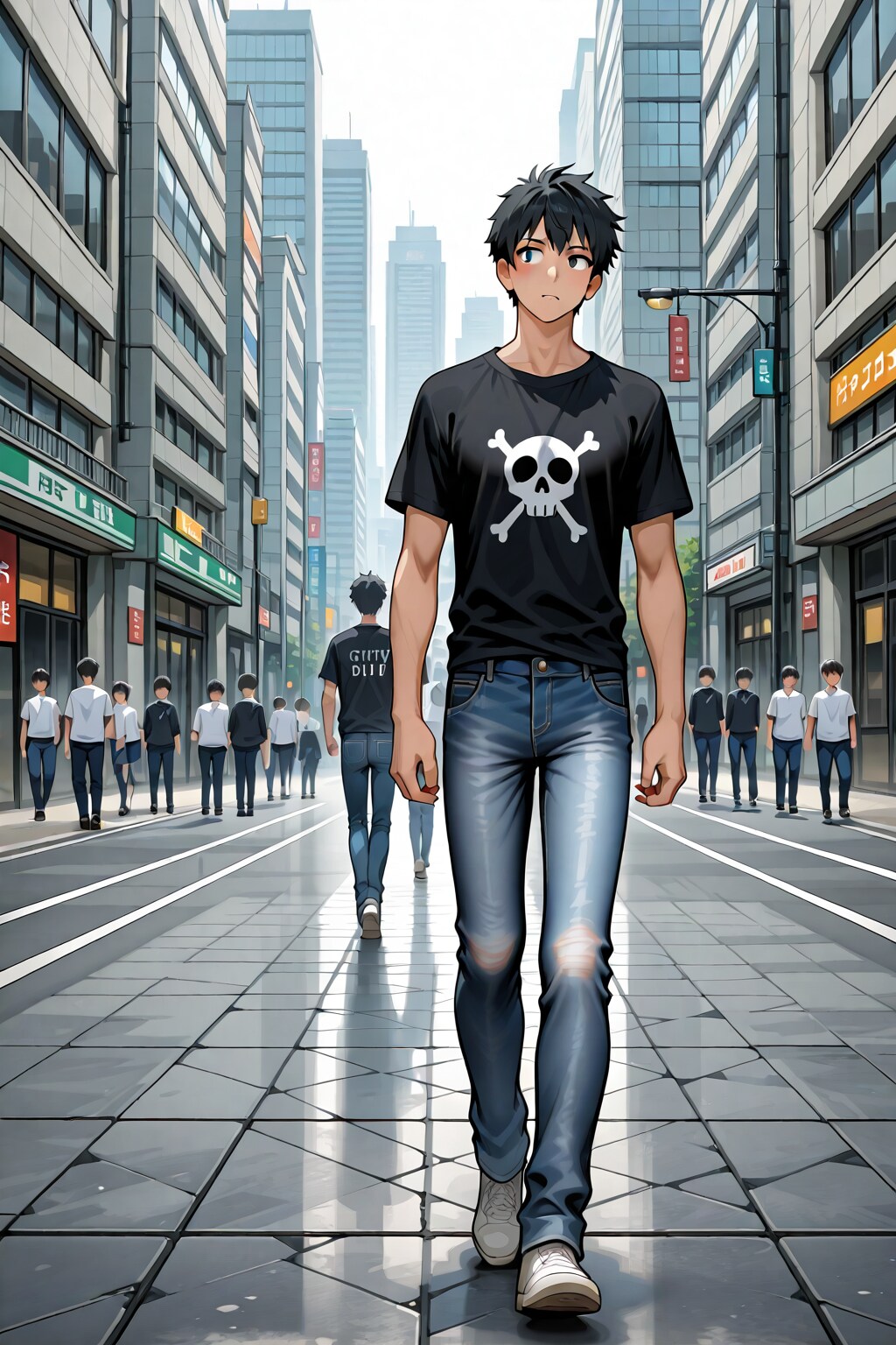 どくろTシャツ道一くん