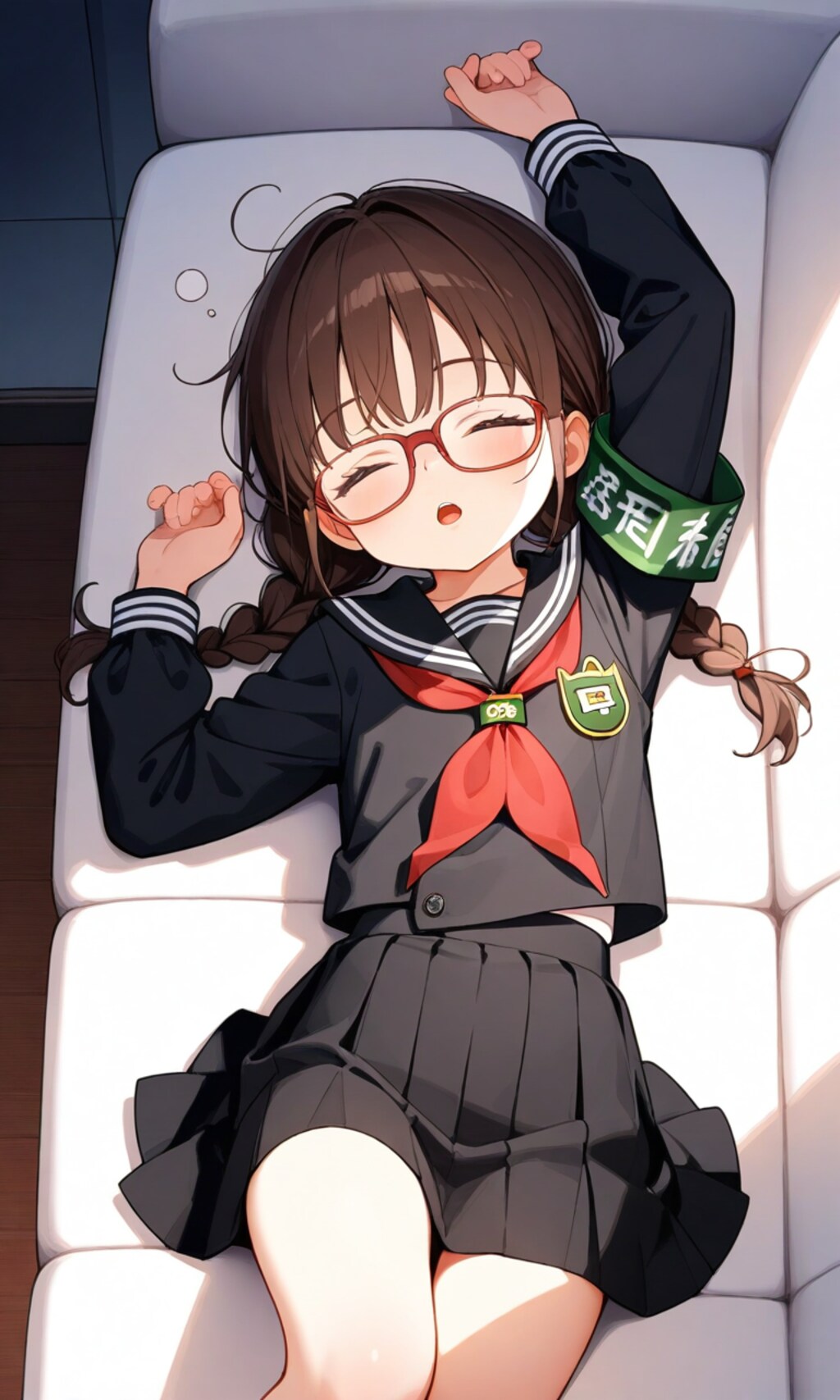 おなか出しながら居眠り委員長ちゃん(外部生成版)