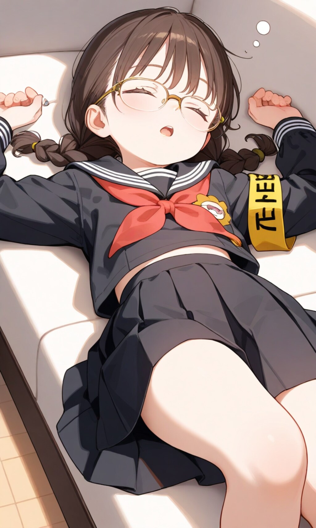 おなか出しながら居眠り委員長ちゃん(外部生成版)