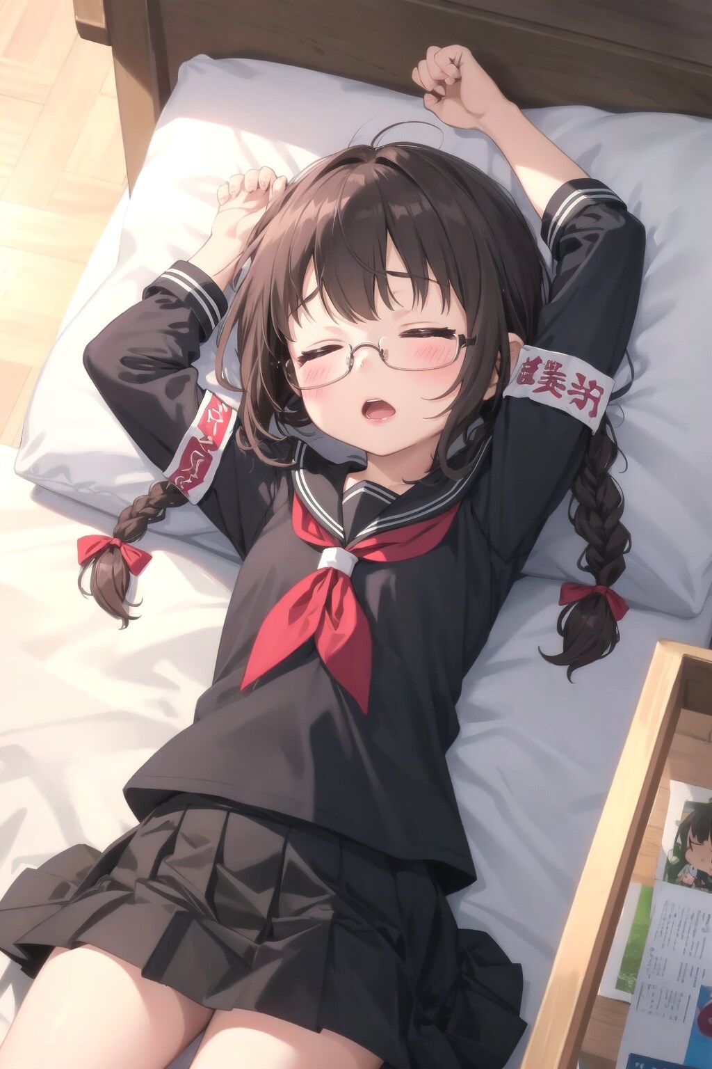 おなか出しながら居眠り委員長ちゃん(外部生成版)