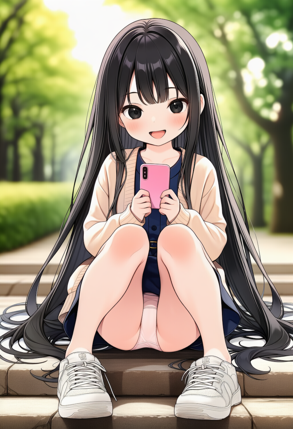 スマホに夢中だとパンチラ余裕です_260511