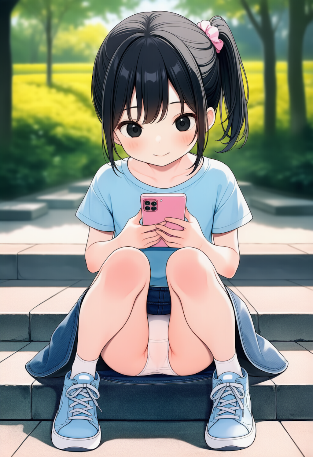 スマホに夢中だとパンチラ余裕です_260511
