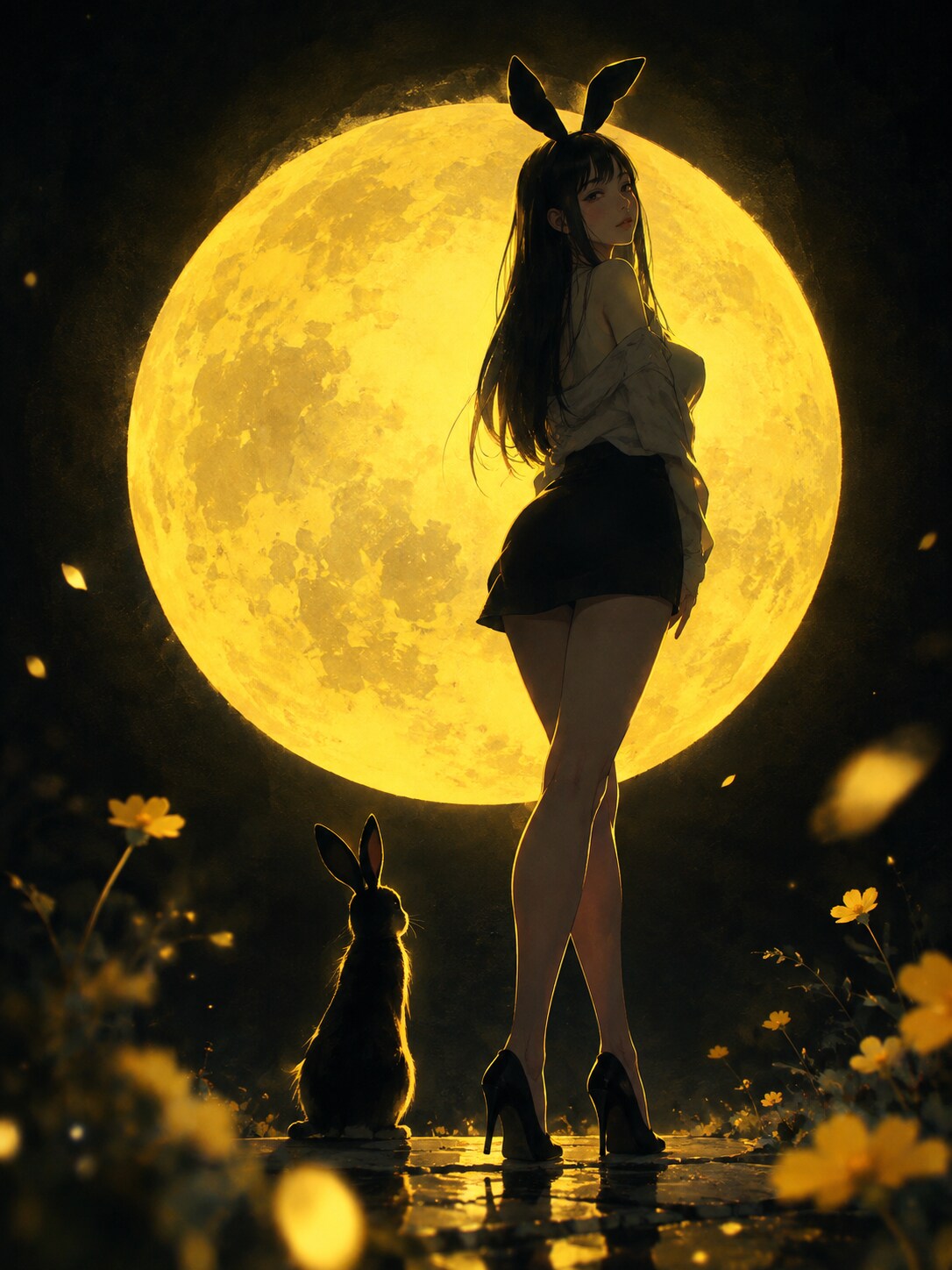 ご覧、綺麗な月だよ🌕️ | の人気AIイラスト・グラビア