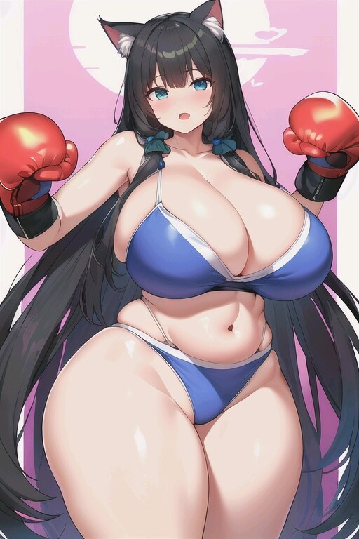 色々とデカいむちむち猫耳爆乳ボクサーちゃん