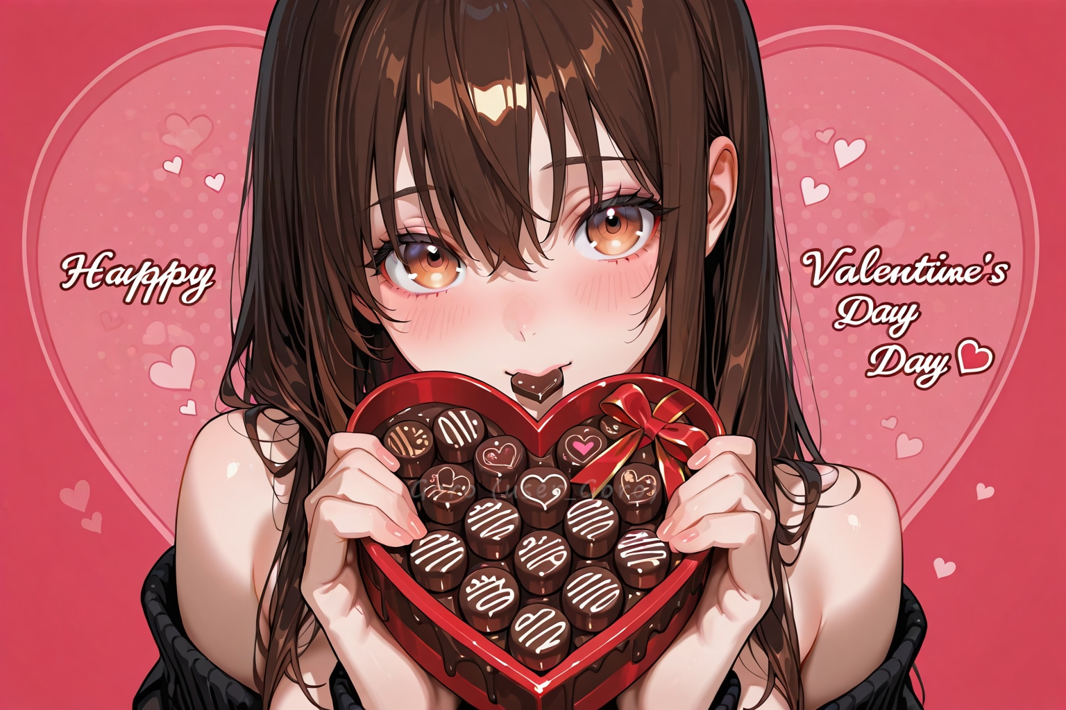 口に咥えているチョコもどうぞ | の人気AIイラスト・グラビア