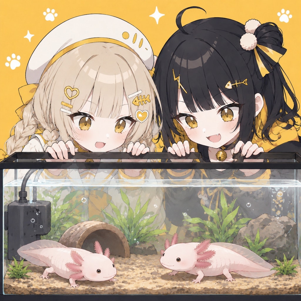 ウーパールーパーと双子ちゃん