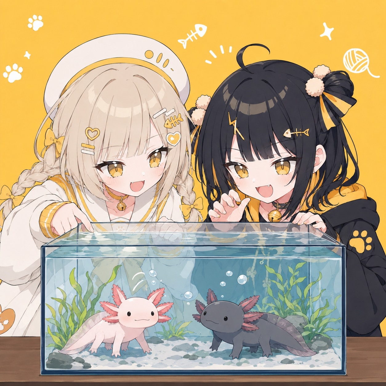ウーパールーパーと双子ちゃん
