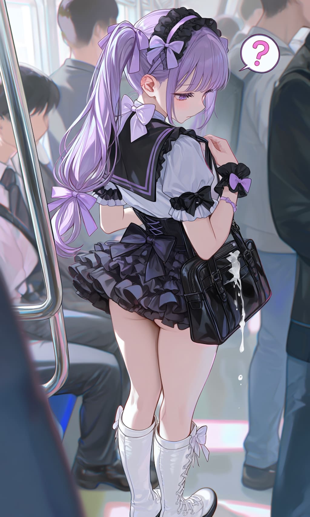 電車でぶっかけられちゃった女の子
