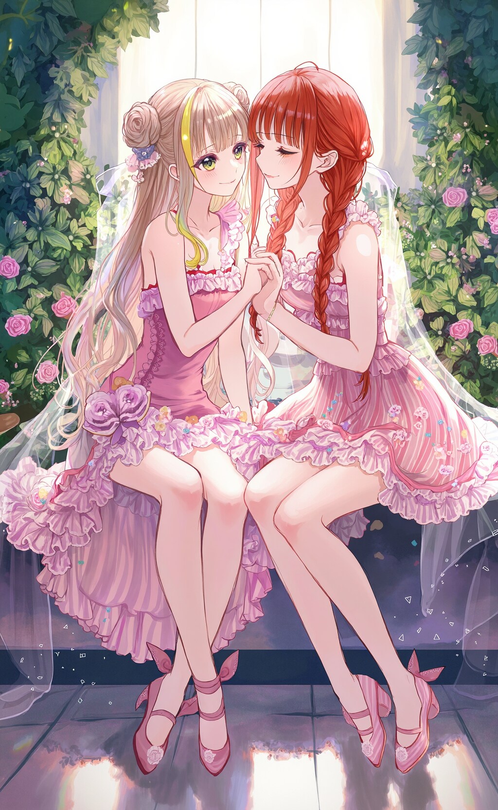 百合女子 温室に二つ人