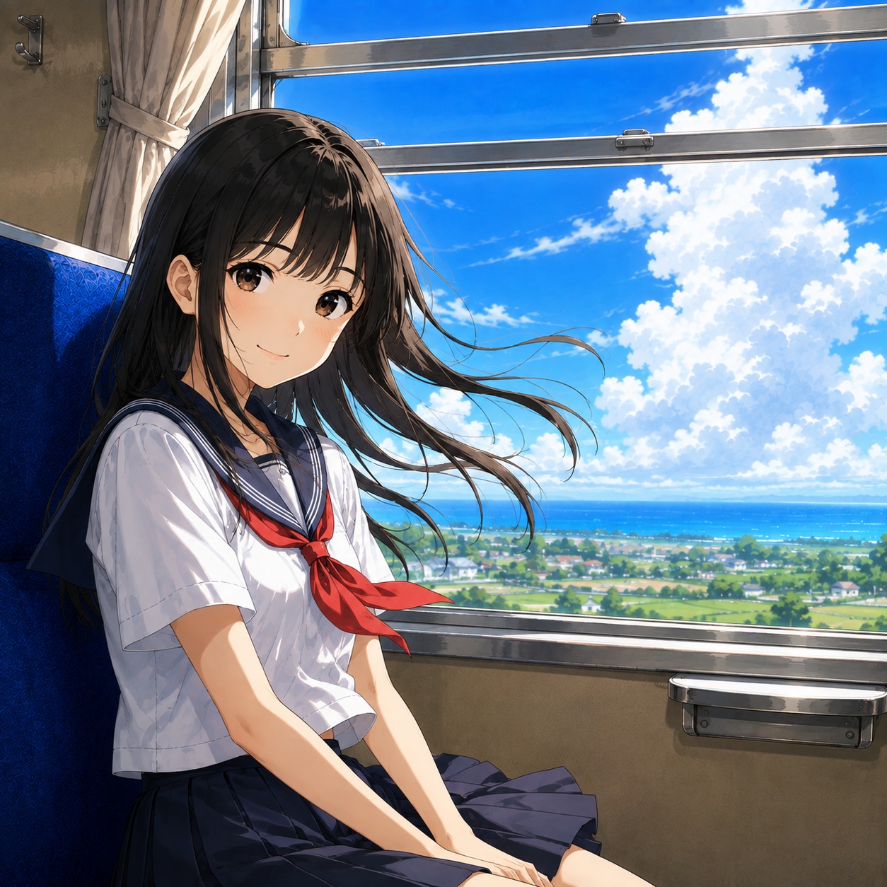 車窓の少女 | の人気AIイラスト・グラビア