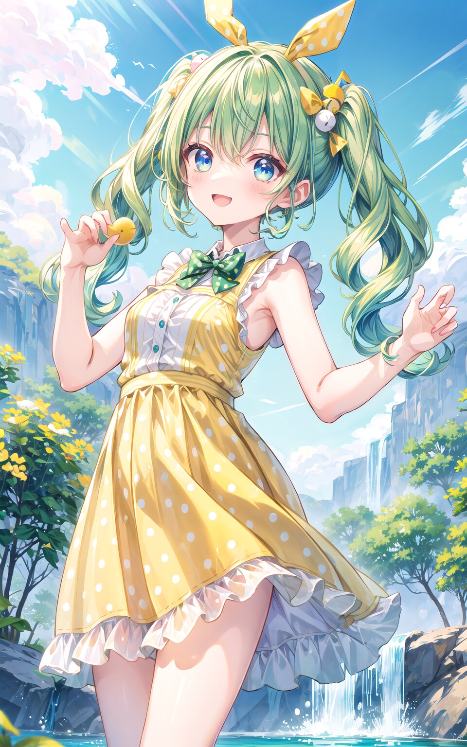 緑髪美少女と大自然