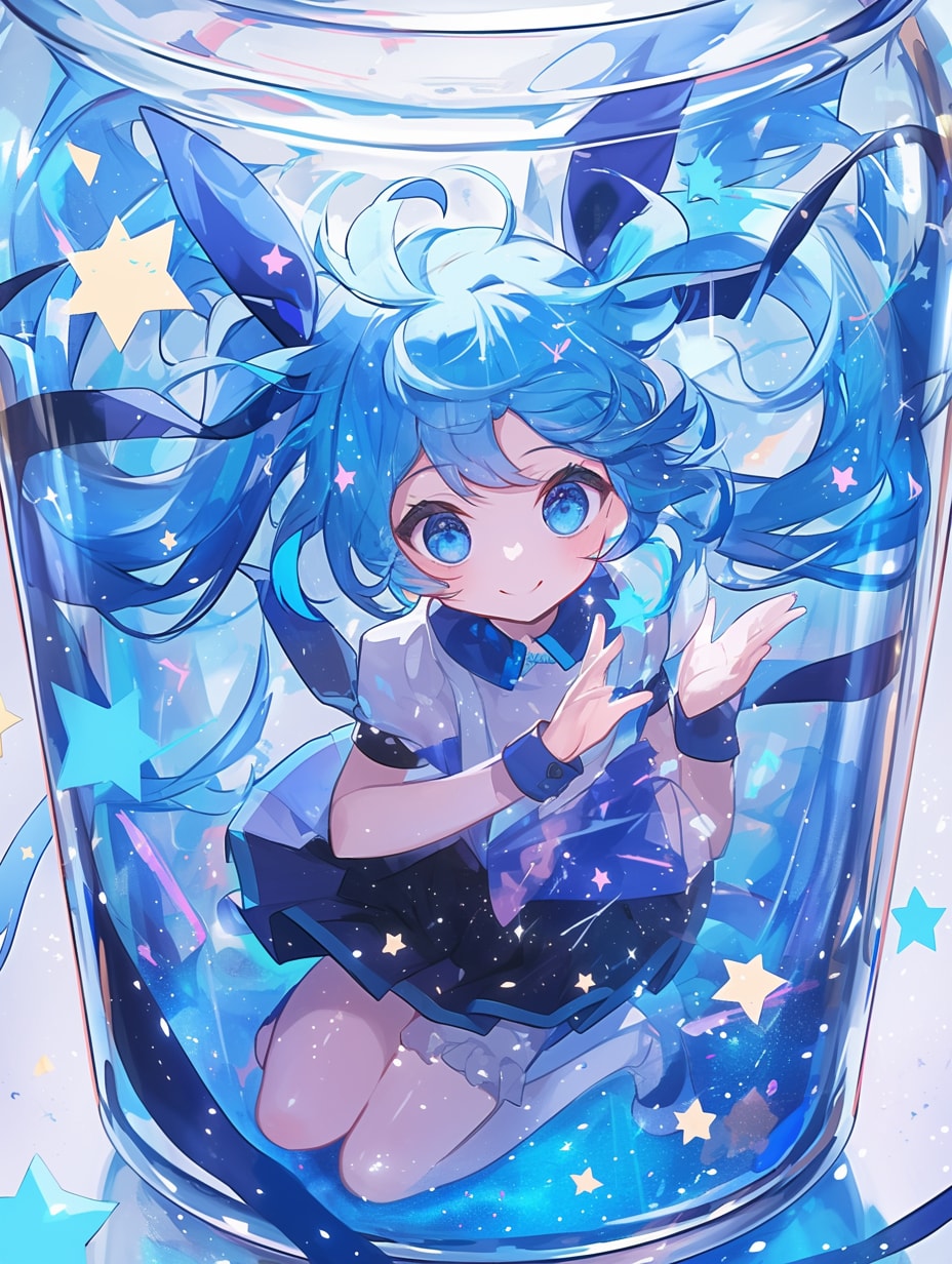 「瓶詰の少女」蒼45 | の人気AIイラスト・グラビア