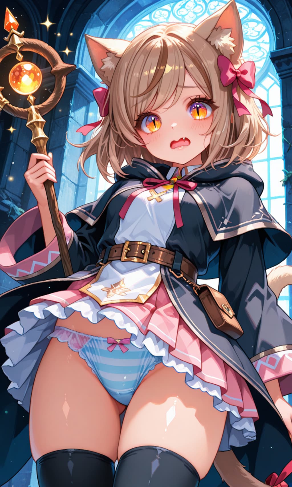 パンチラしちゃう猫耳魔法使い