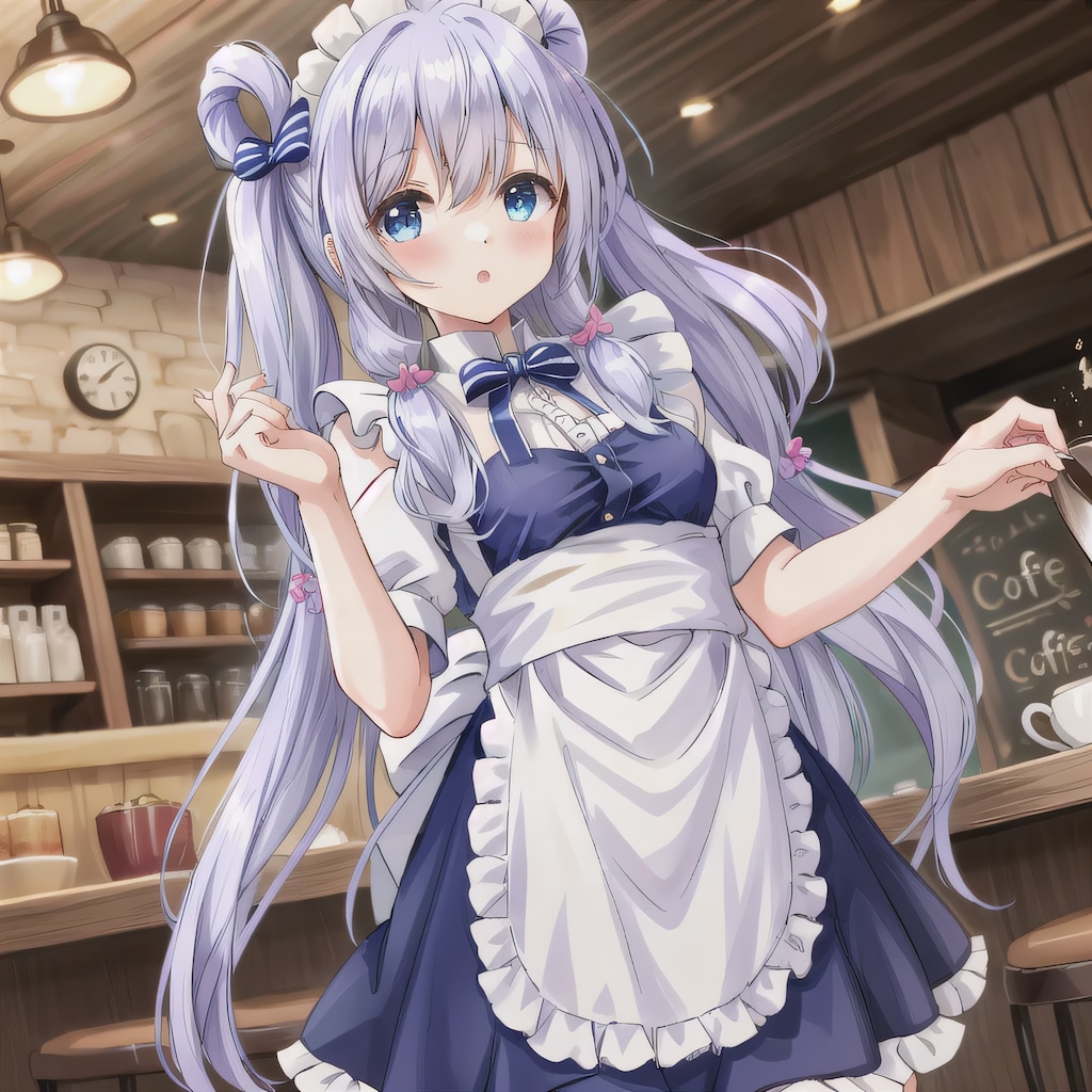 紫髪ロングでカフェの少女９
