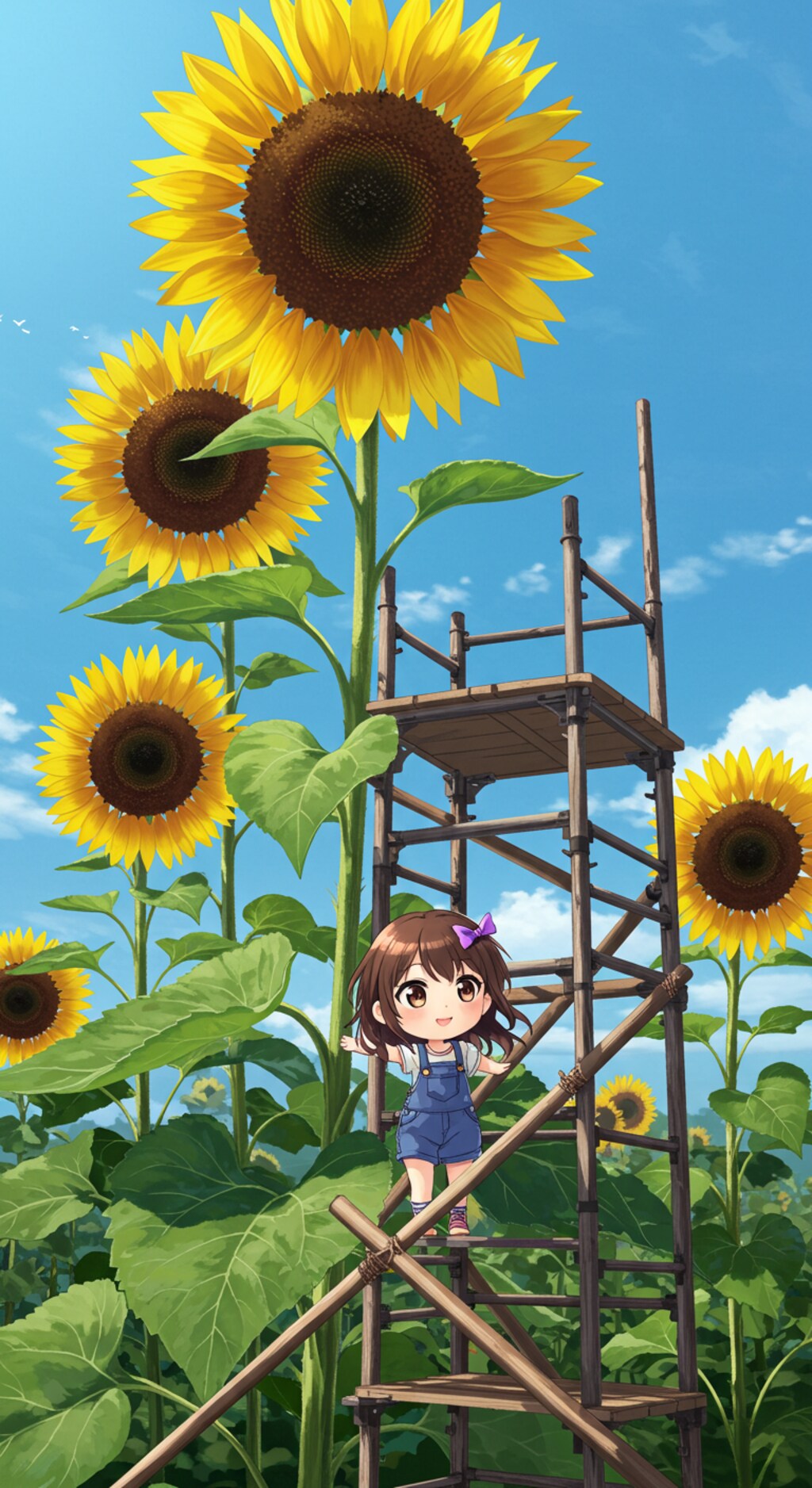 ヒマワリのある風景16・ギネスに挑戦！高さ10メートルのヒマワリ