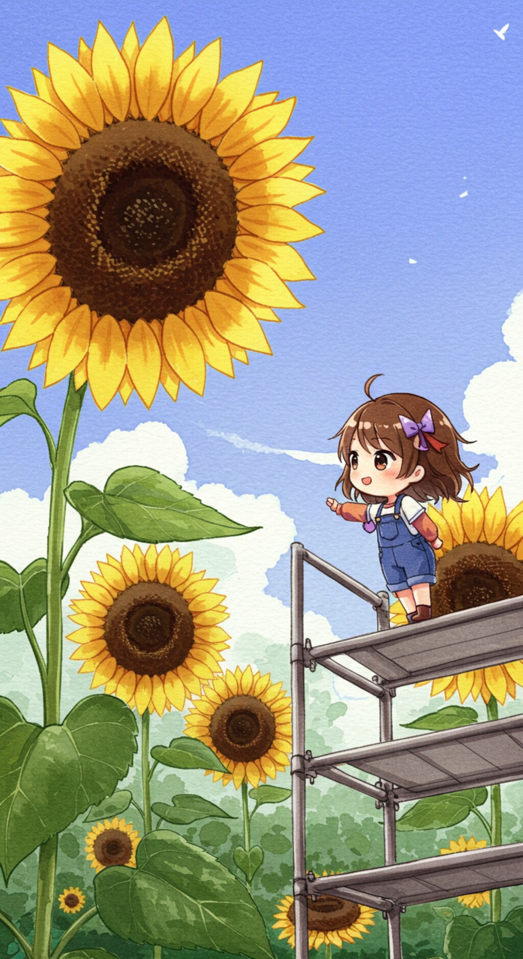 ヒマワリのある風景16・ギネスに挑戦！高さ10メートルのヒマワリ