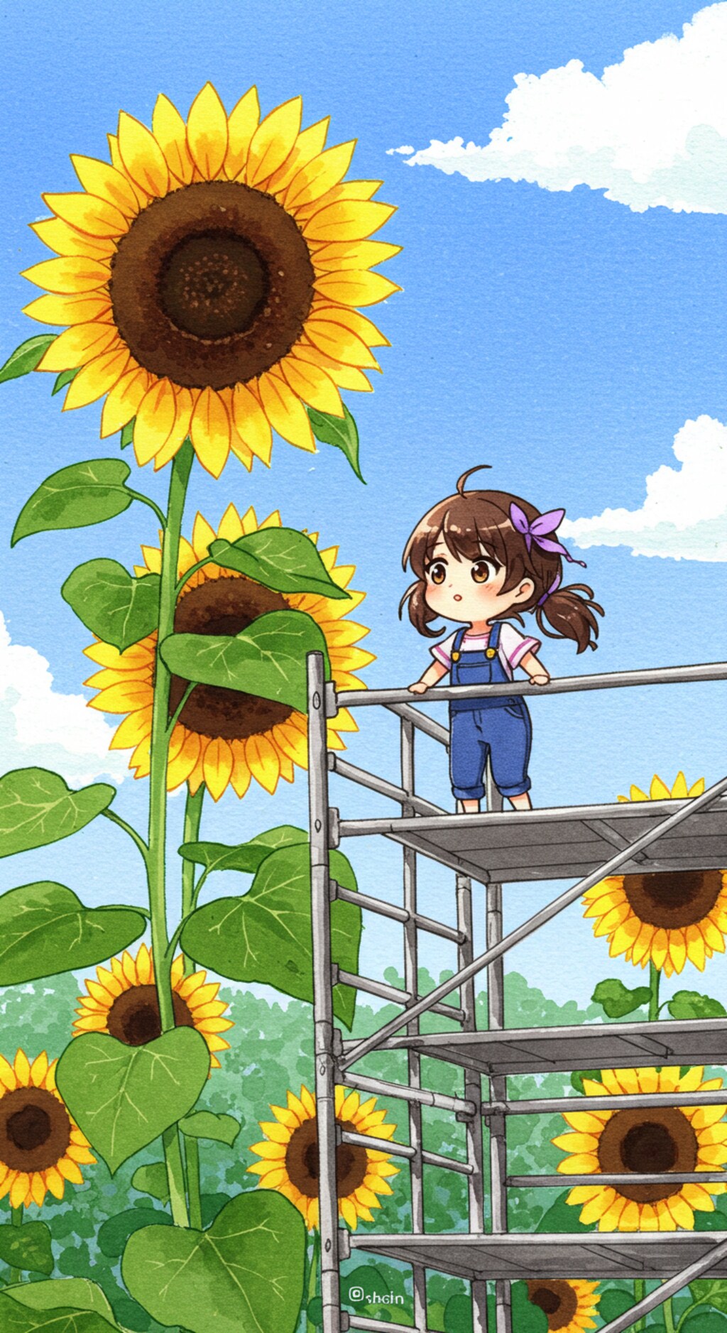 ヒマワリのある風景16・ギネスに挑戦！高さ10メートルのヒマワリ