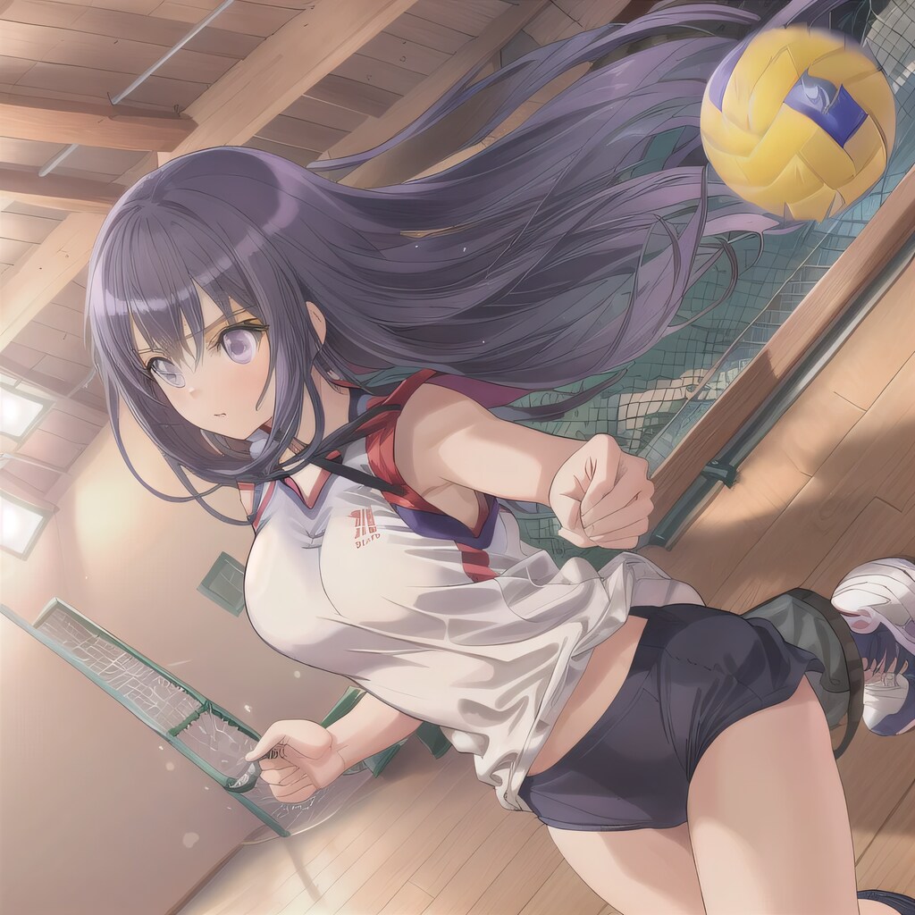 黒髪ロングでユニフォームの少女１３