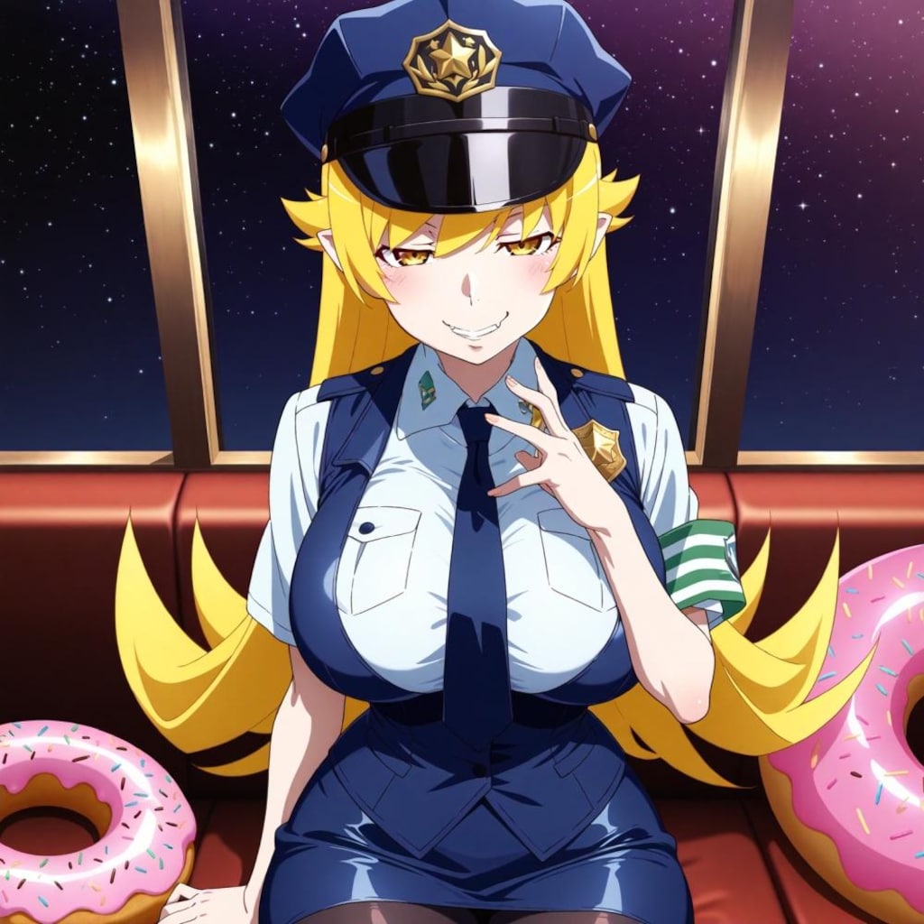 ドーナツショップ警官制服コスプレ吸血鬼人妻