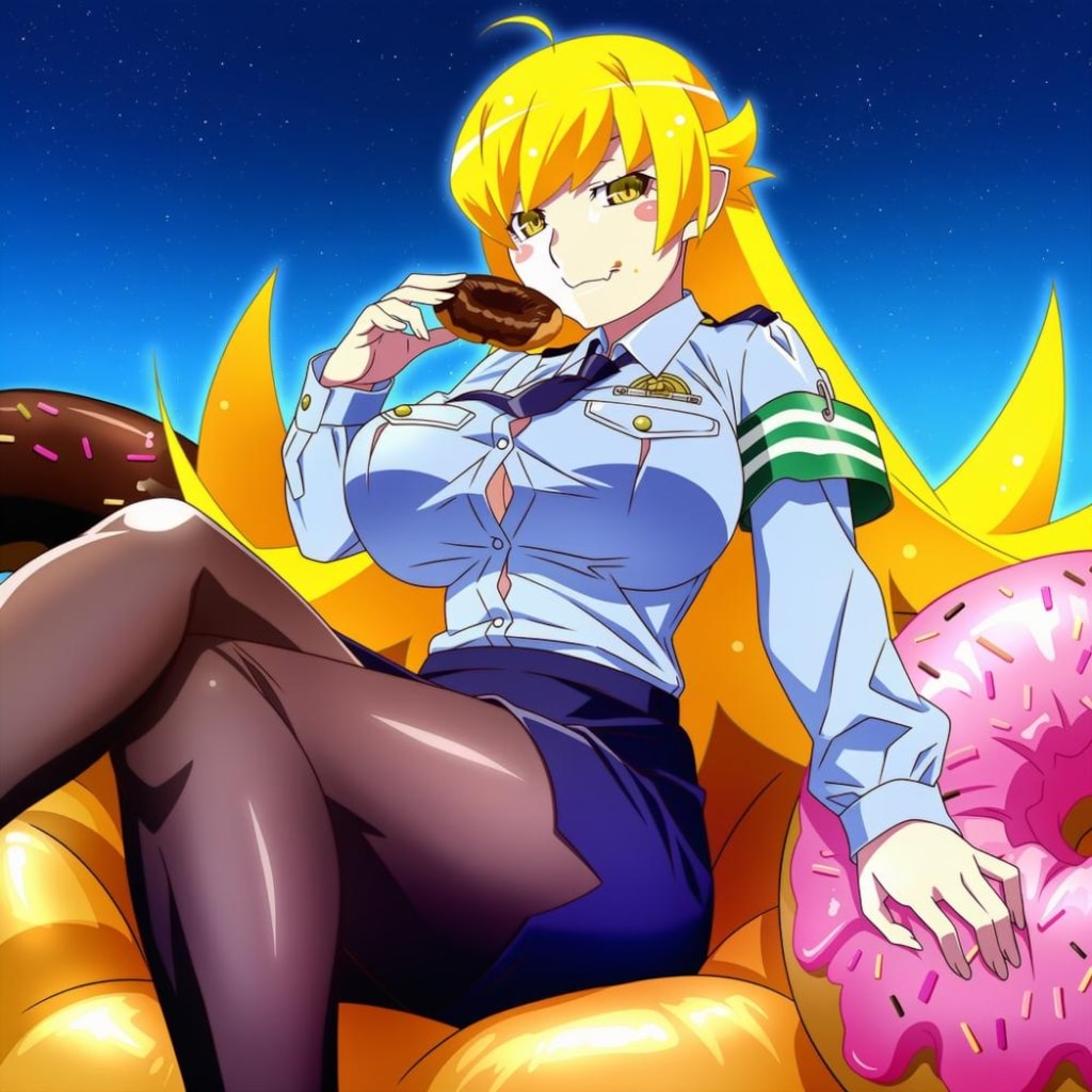 ドーナツショップ警官制服コスプレ吸血鬼人妻