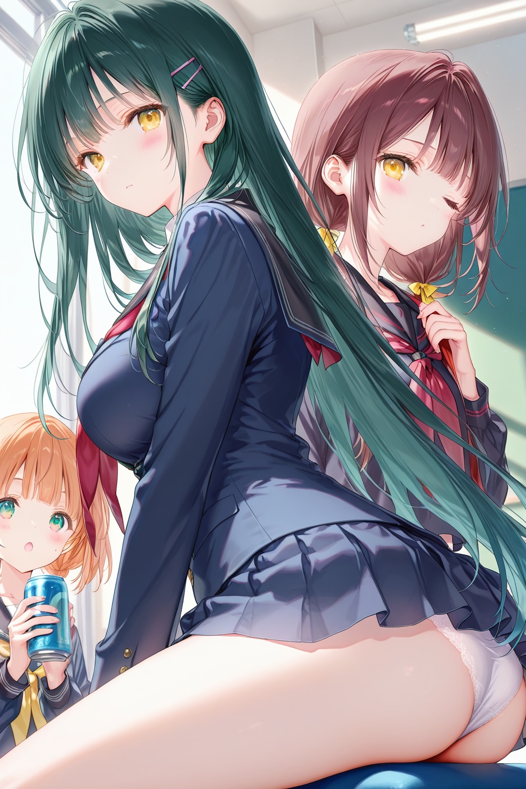 スカート捲られてと、