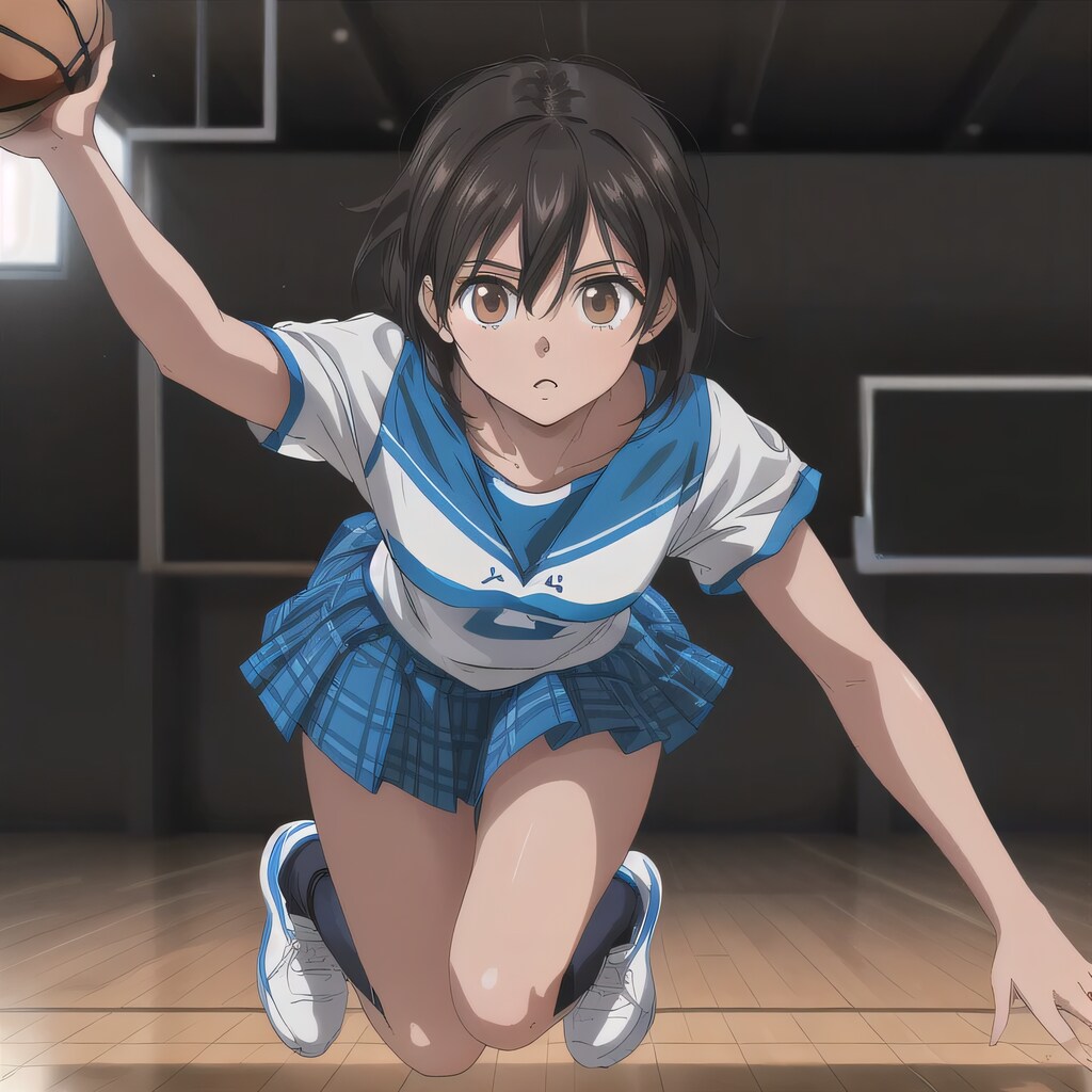 黒髪ボブでユニフォームの少女１７