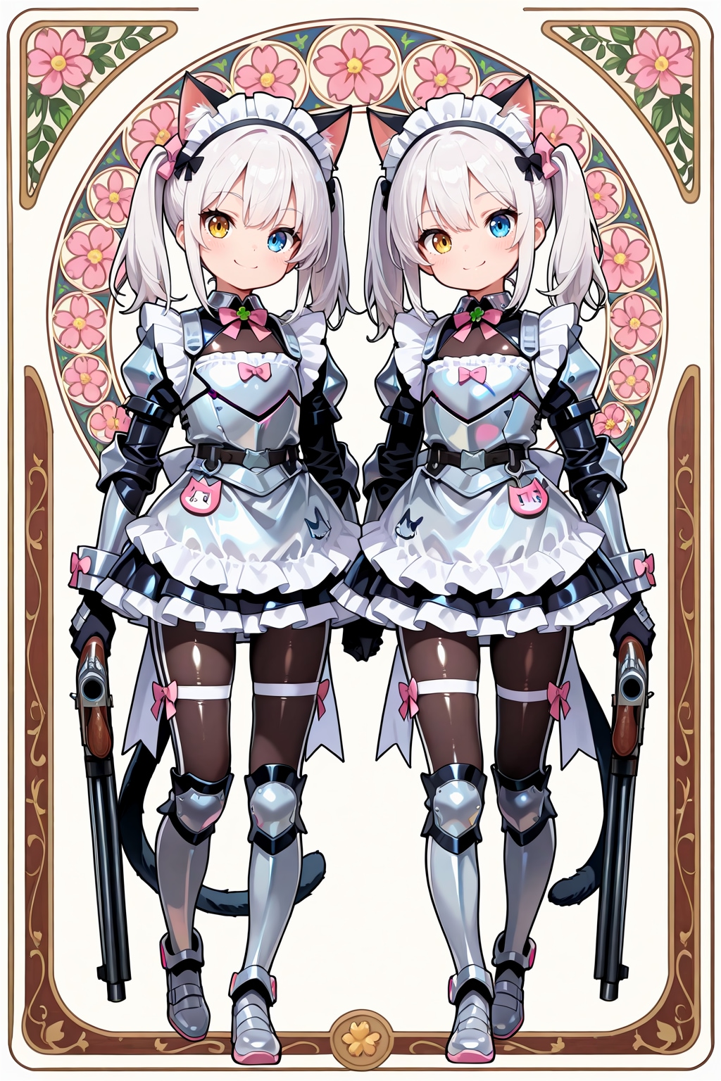 メタリックメイド服ネコミミ双子姉妹