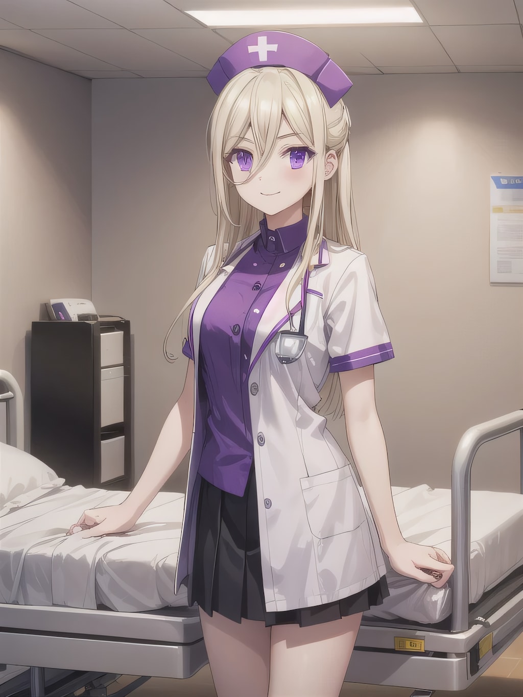 白髪ロングで白衣の少女