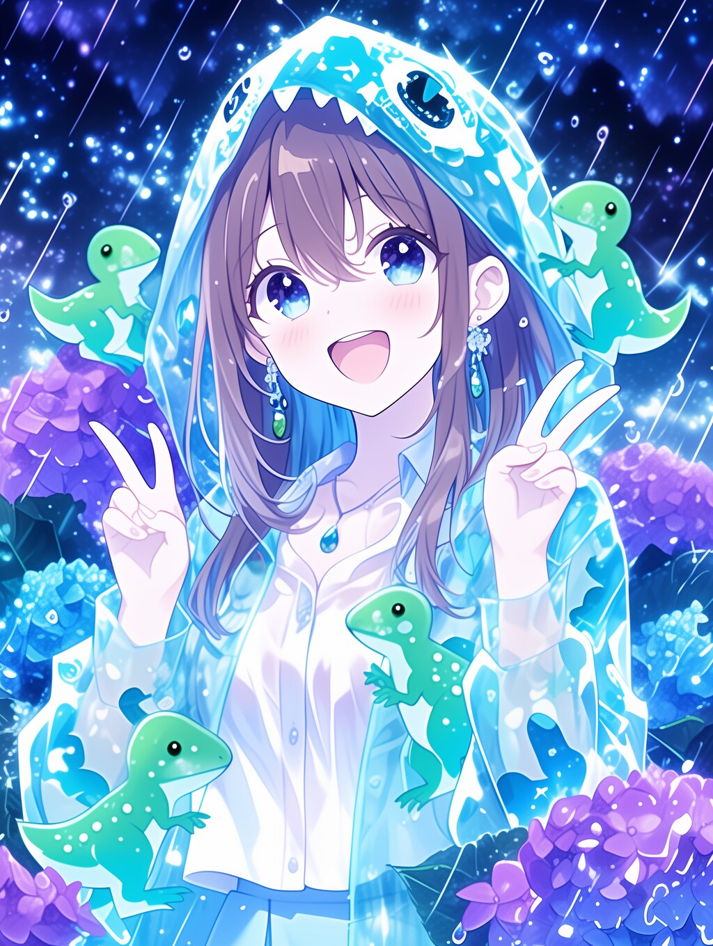 恐竜レインコートガール