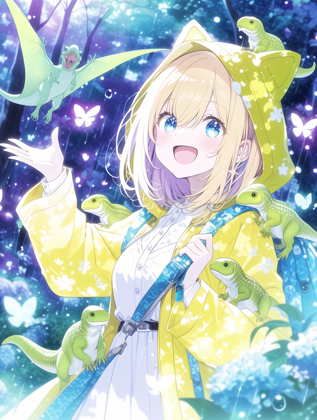 恐竜レインコートガール