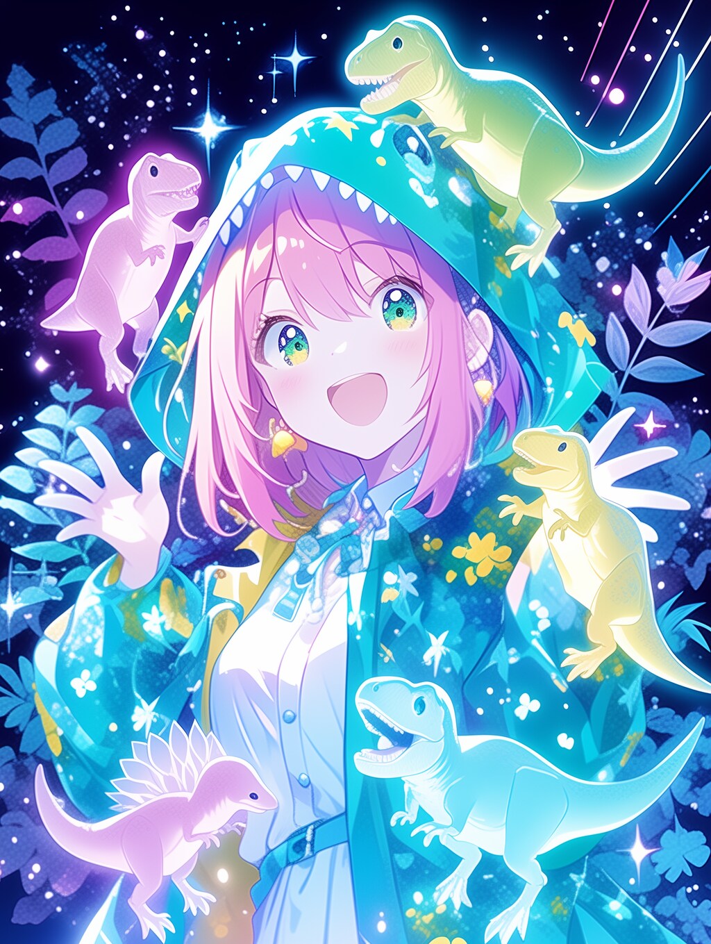 恐竜レインコートガール