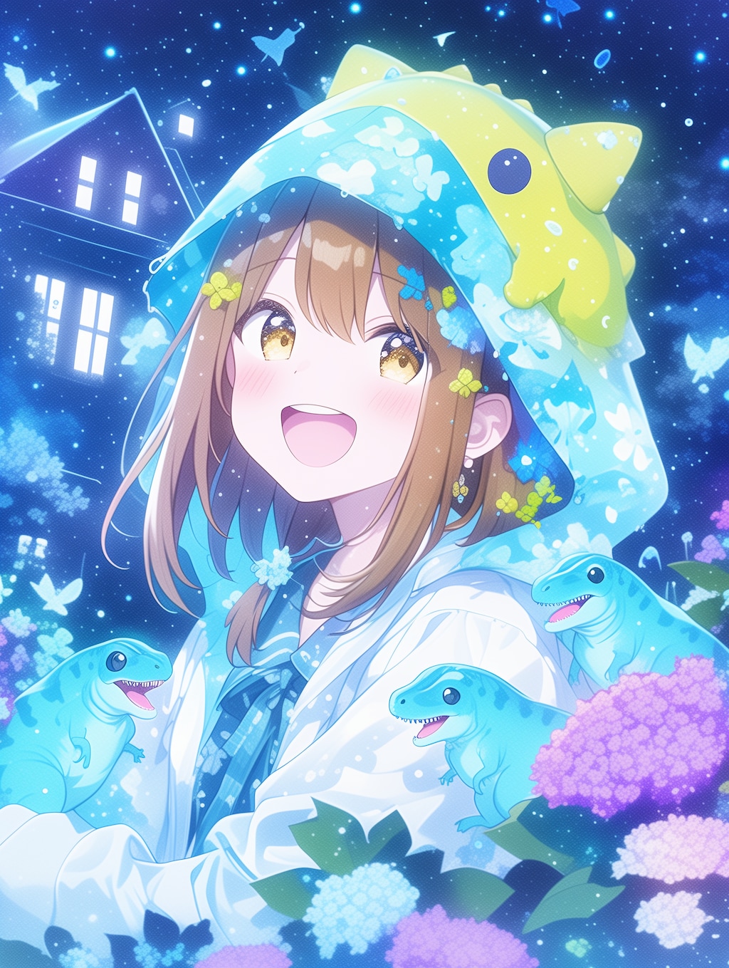 恐竜レインコートガール