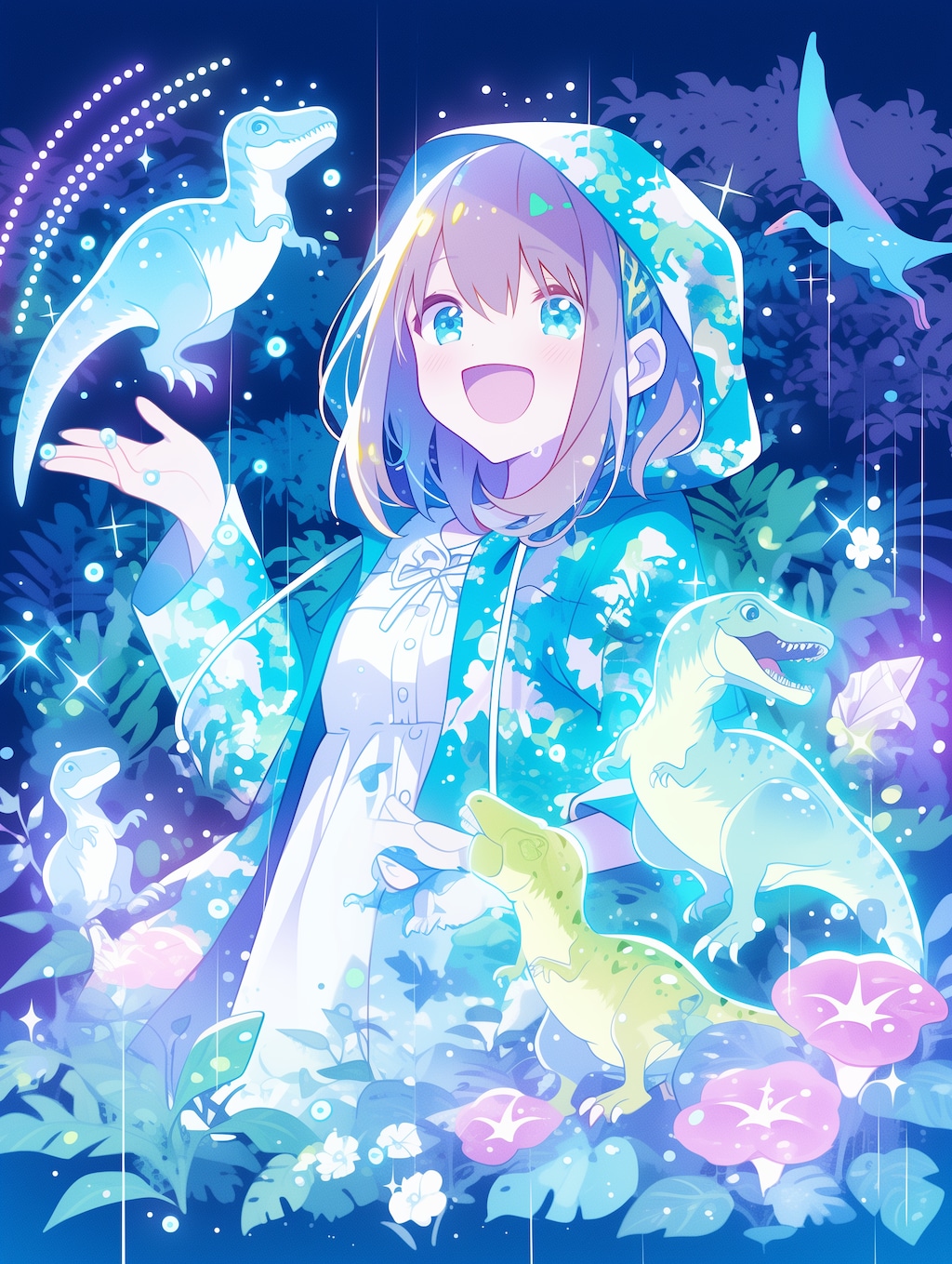 恐竜レインコートガール