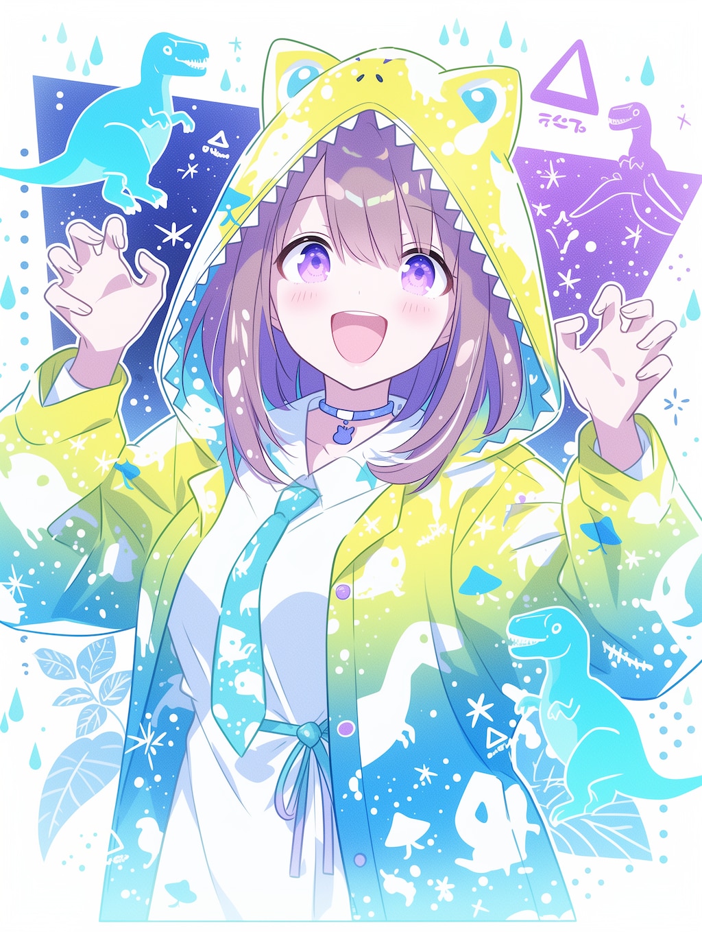 恐竜レインコートガール