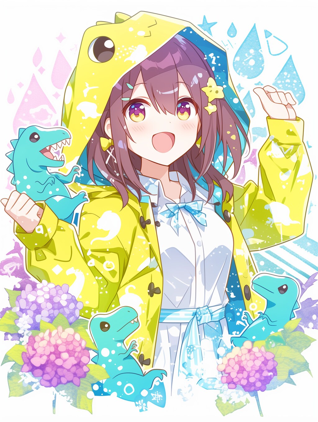 恐竜レインコートガール